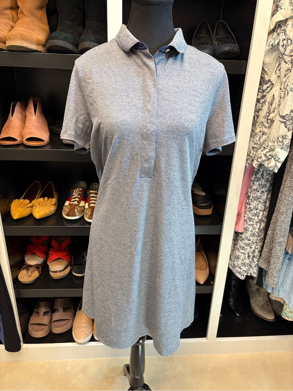 Heather Blue/Gray Polo Athletic Shirt Dress